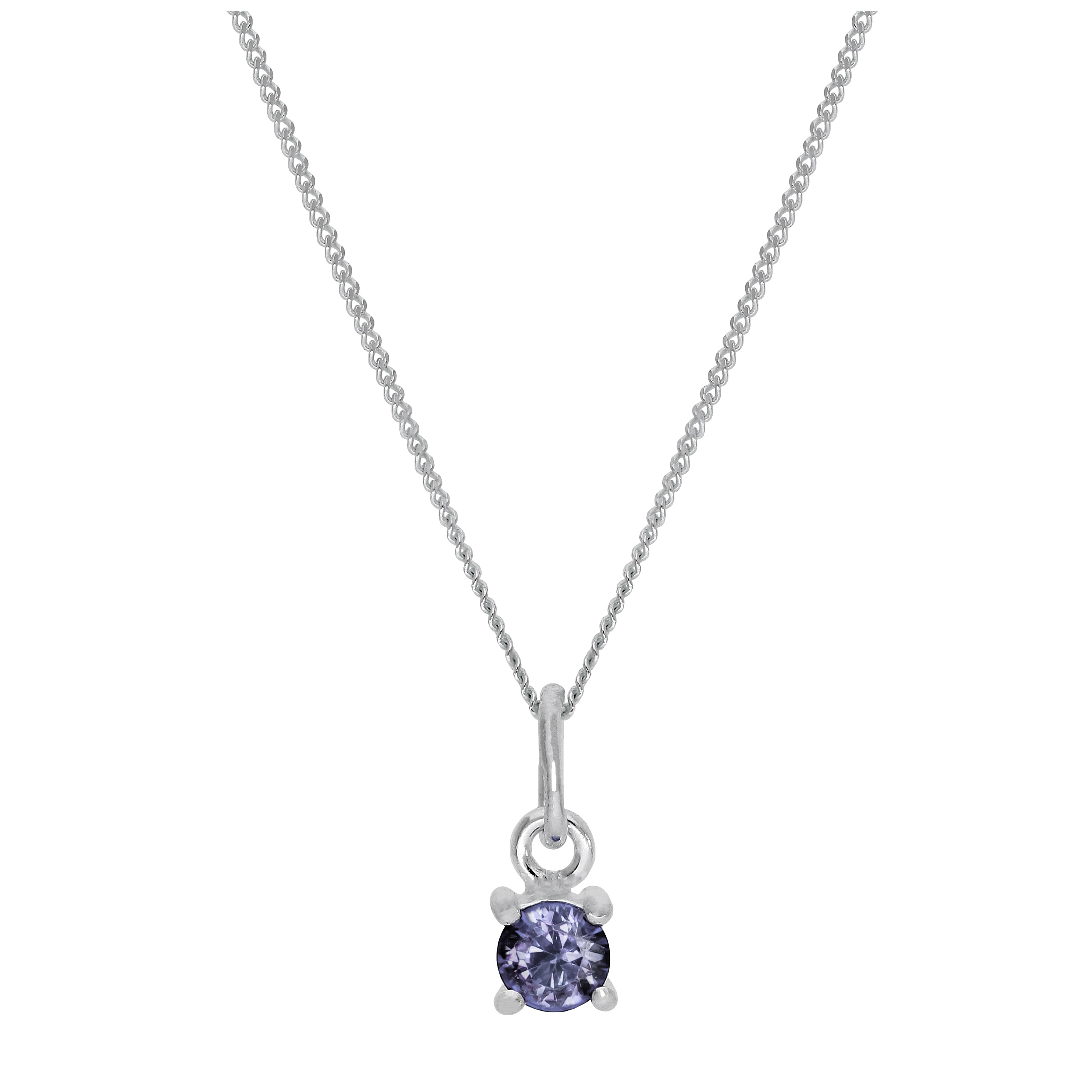 Halskette aus Sterlingsilber mit Alexandrit-CZ-Geburtsstein – 14–32 Zoll