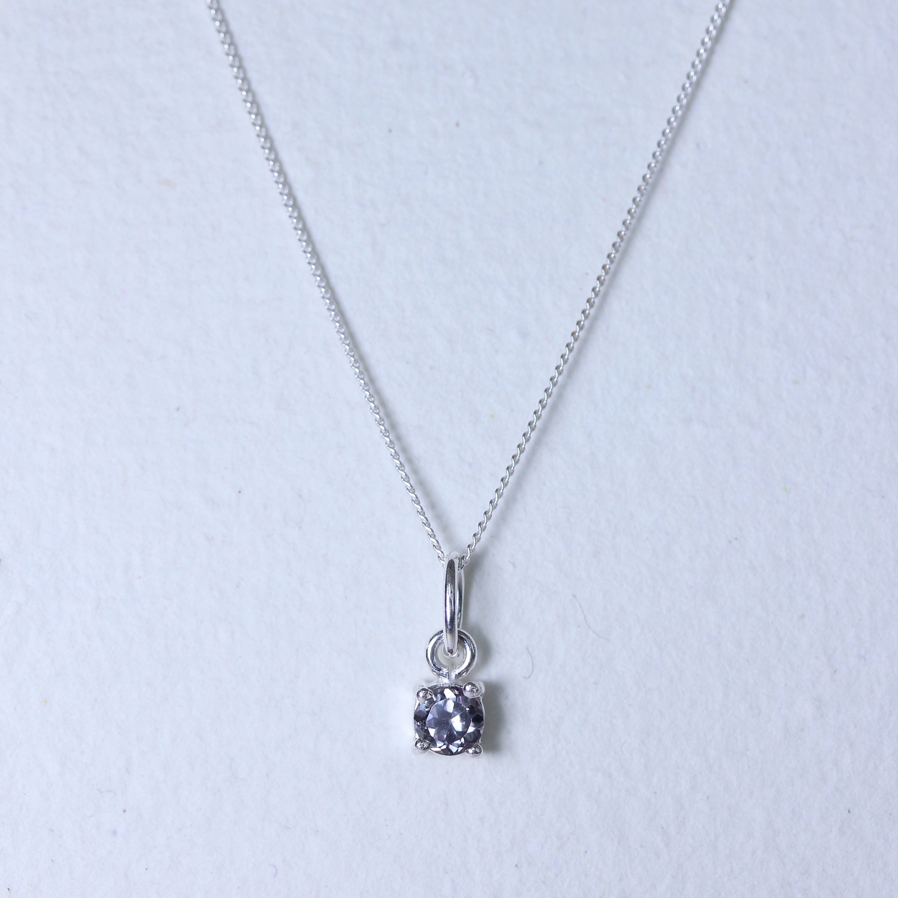 Halskette aus Sterlingsilber mit Alexandrit-CZ-Geburtsstein – 14–32 Zoll