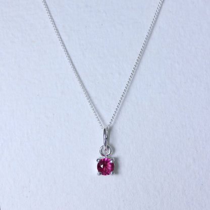 Halskette aus Sterlingsilber mit Turmalin-CZ-Geburtsstein für den Monat Oktober – 14–32 Zoll