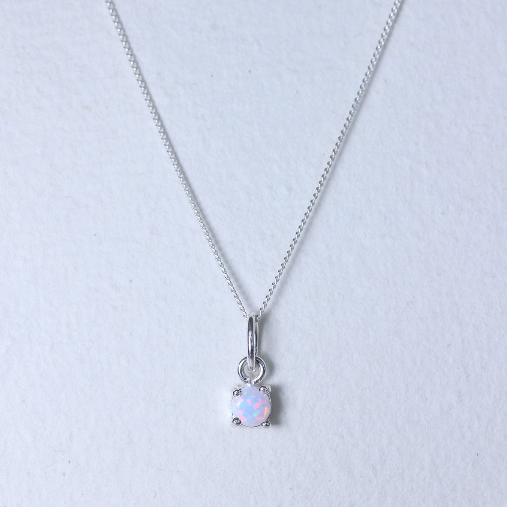 Sterlingsilber Opal Oktober Geburtsstein Halskette – 14–32 Zoll