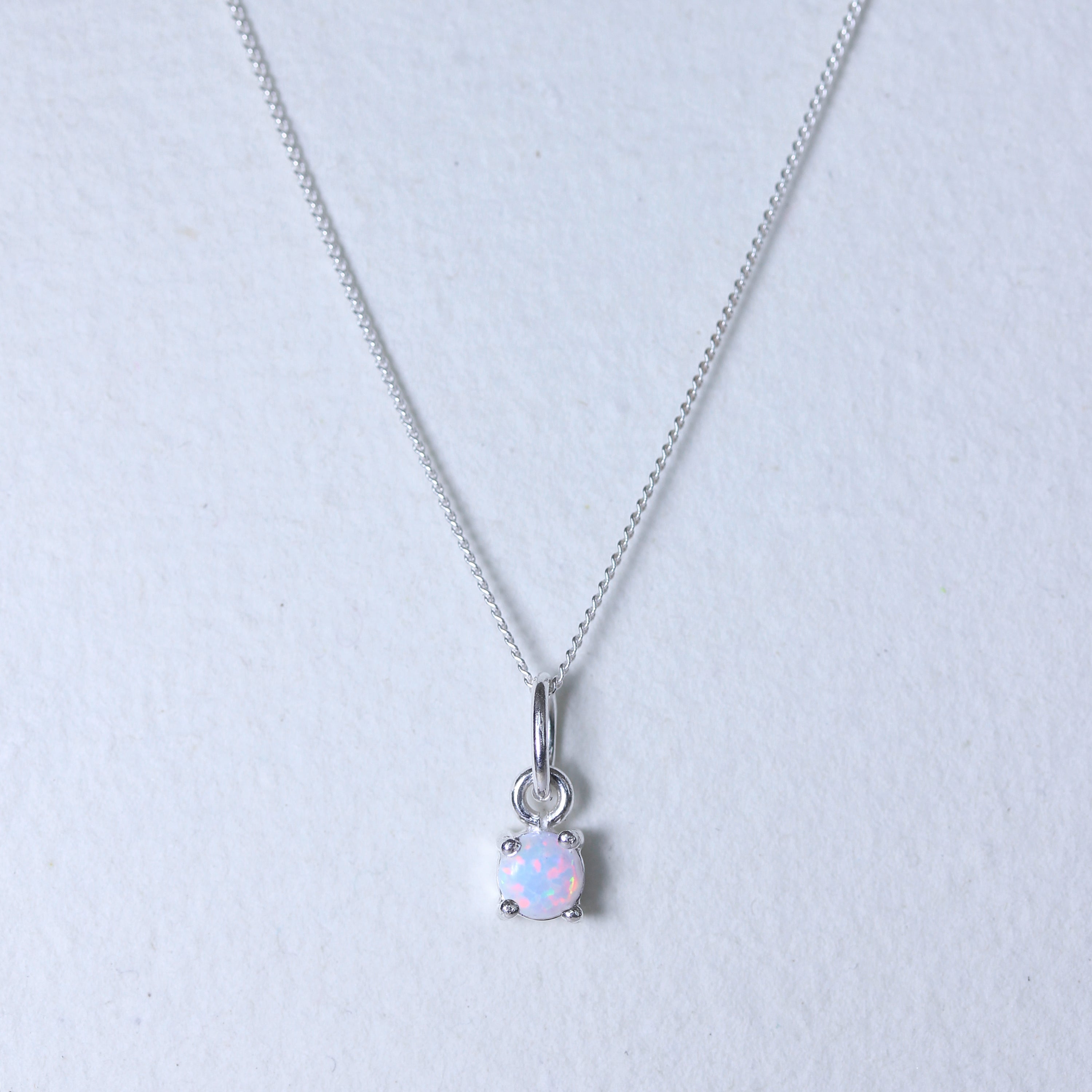 Sterlingsilber Opal Oktober Geburtsstein Halskette – 14–32 Zoll