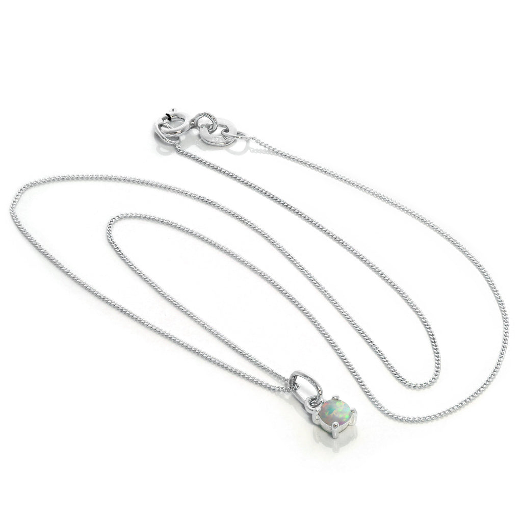 Sterlingsilber Opal Oktober Geburtsstein Halskette – 14–32 Zoll