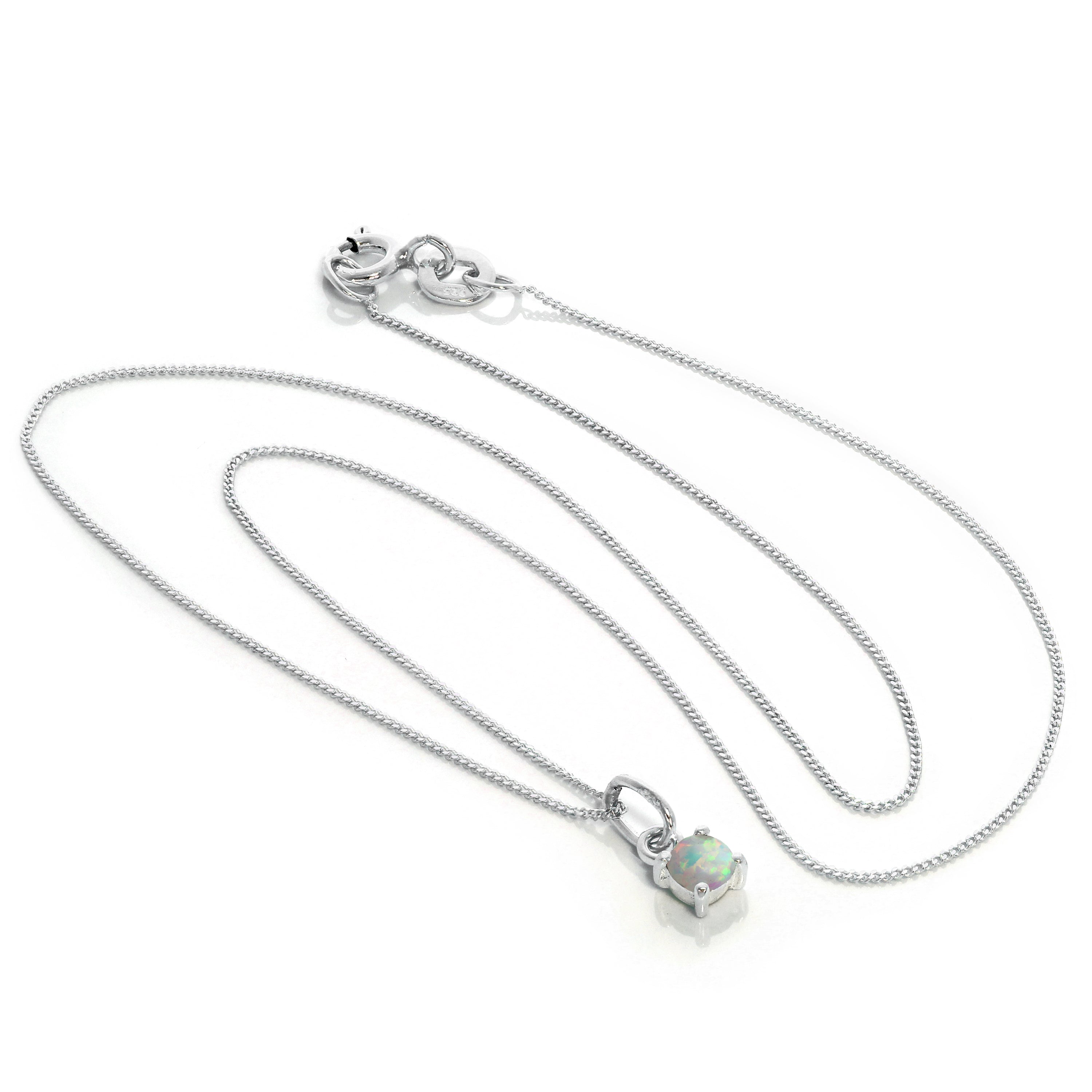Sterlingsilber Opal Oktober Geburtsstein Halskette – 14–32 Zoll