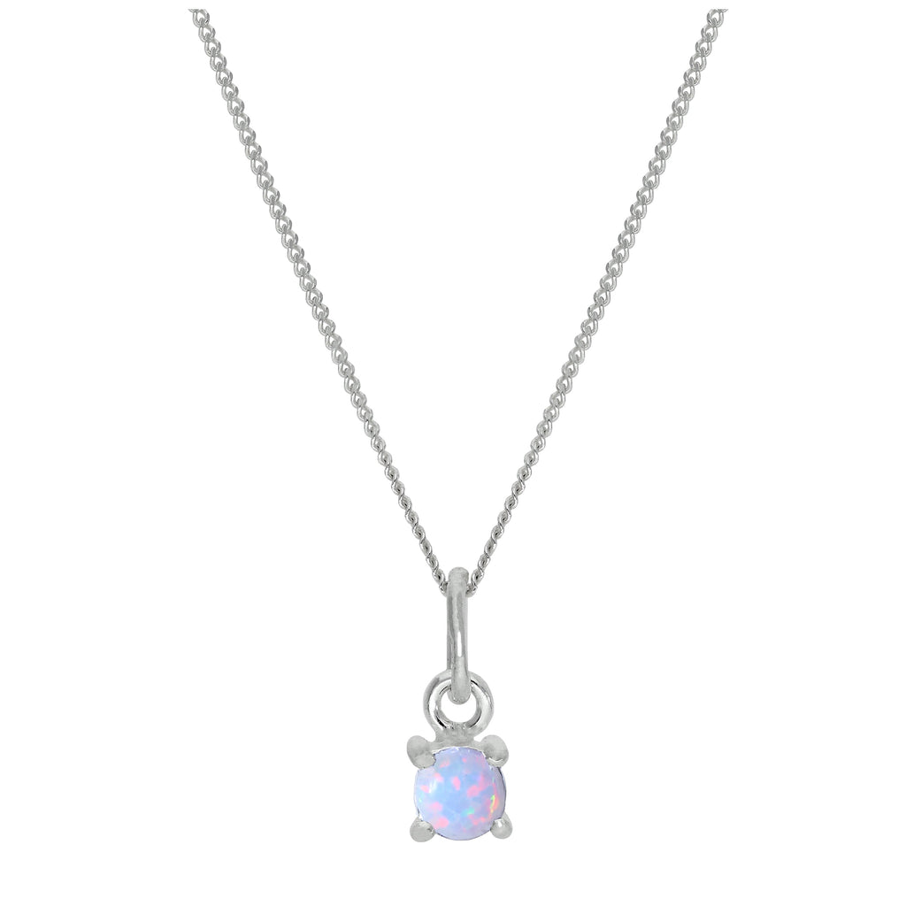 Sterlingsilber Opal Oktober Geburtsstein Halskette – 14–32 Zoll