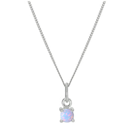 Sterlingsilber Opal Oktober Geburtsstein Halskette – 14–32 Zoll