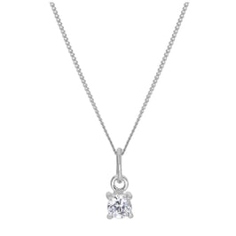 Sterlingsilber klarer CZ April Geburtsstein Halskette – 14–32 Zoll