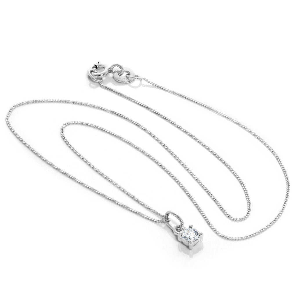 Sterlingsilber klarer CZ April Geburtsstein Halskette – 14–32 Zoll