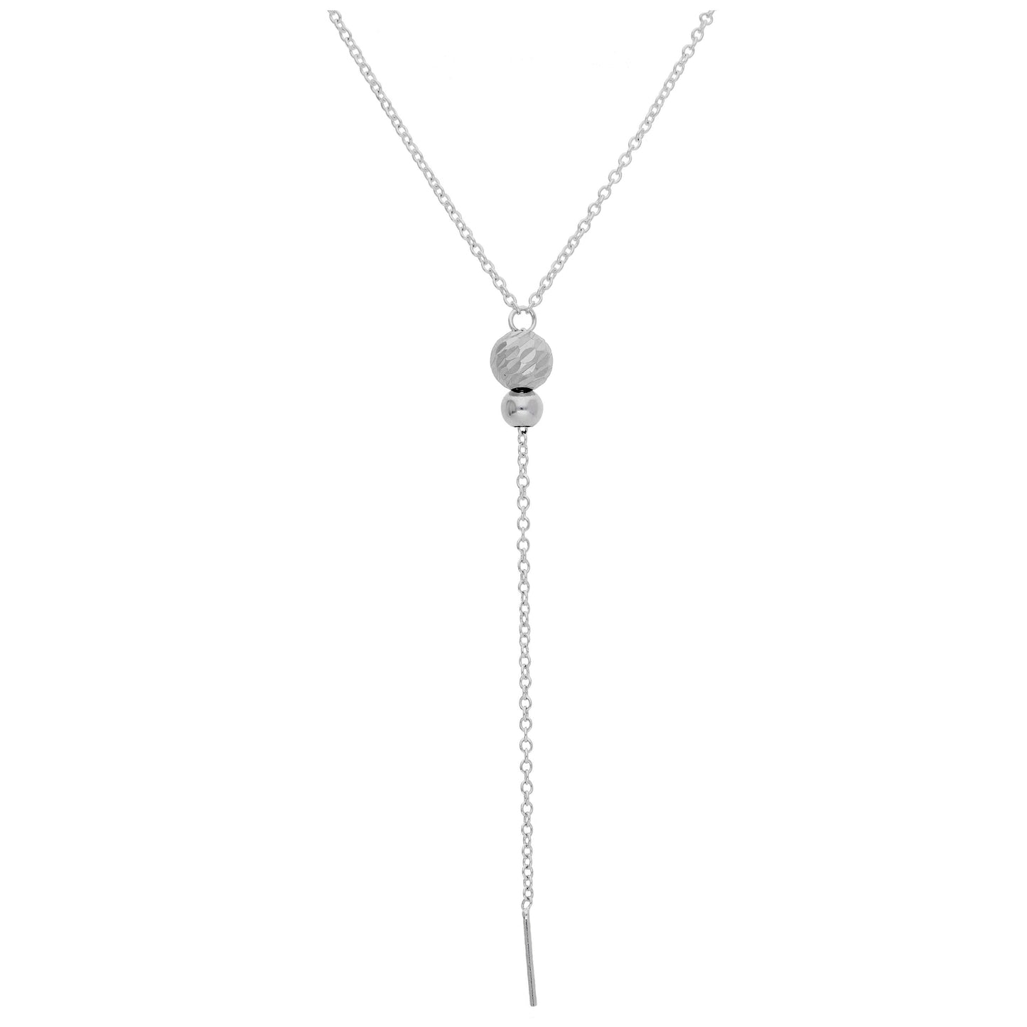 Sterlingsilber Diamantschliff Kugel Anhänger Halskette 40,5cm Halskette