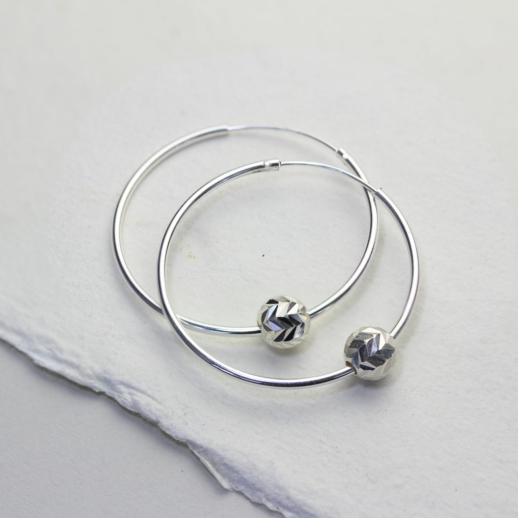 Sterlingsilber 22 mm Creolen Ohrringe & Fischgrätschliff Anhänger