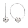 Sterlingsilber 18 mm Creolen Ohrringe mit Fischgrätschliff Kugel Anhängern
