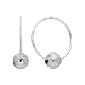 Sterlingsilber 18 mm Creolen Ohrringe mit Diamantschliff Kugel Anhängern