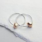 Sterlingsilber 14 mm Creolen Ohrringe mit in Roségold getauchten Barren