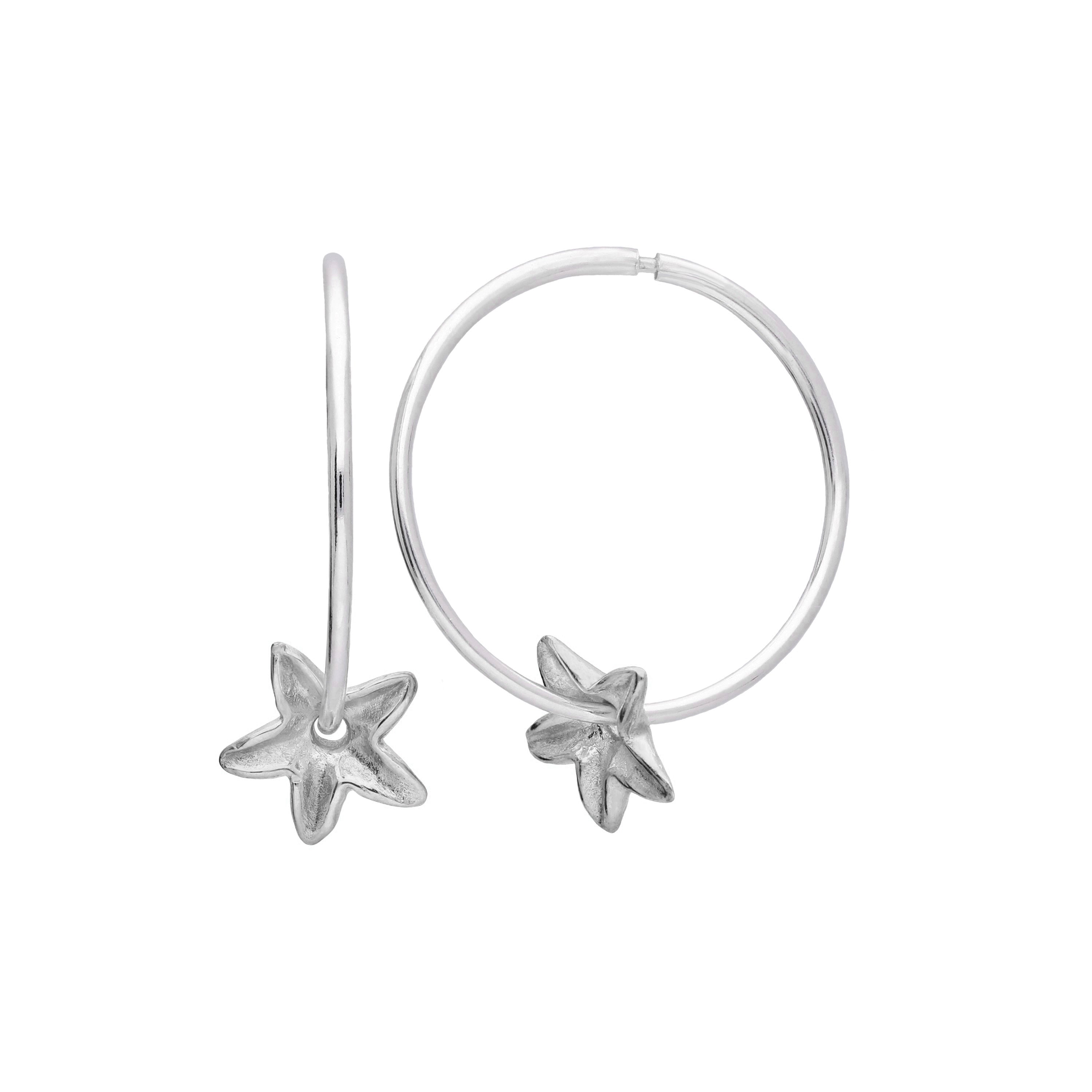 Sterlingsilber 18 mm Creolen Ohrringe mit Lilien Blume Anhänger