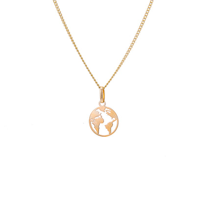 9 Karat Gold ausgeschnittene Welt Halskette – 16–18 Zoll