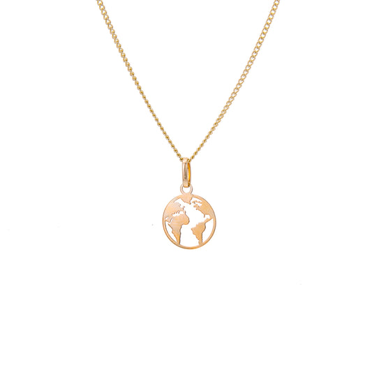 9ct Gold Cut Out World Necklace - 16 - 18 Inches