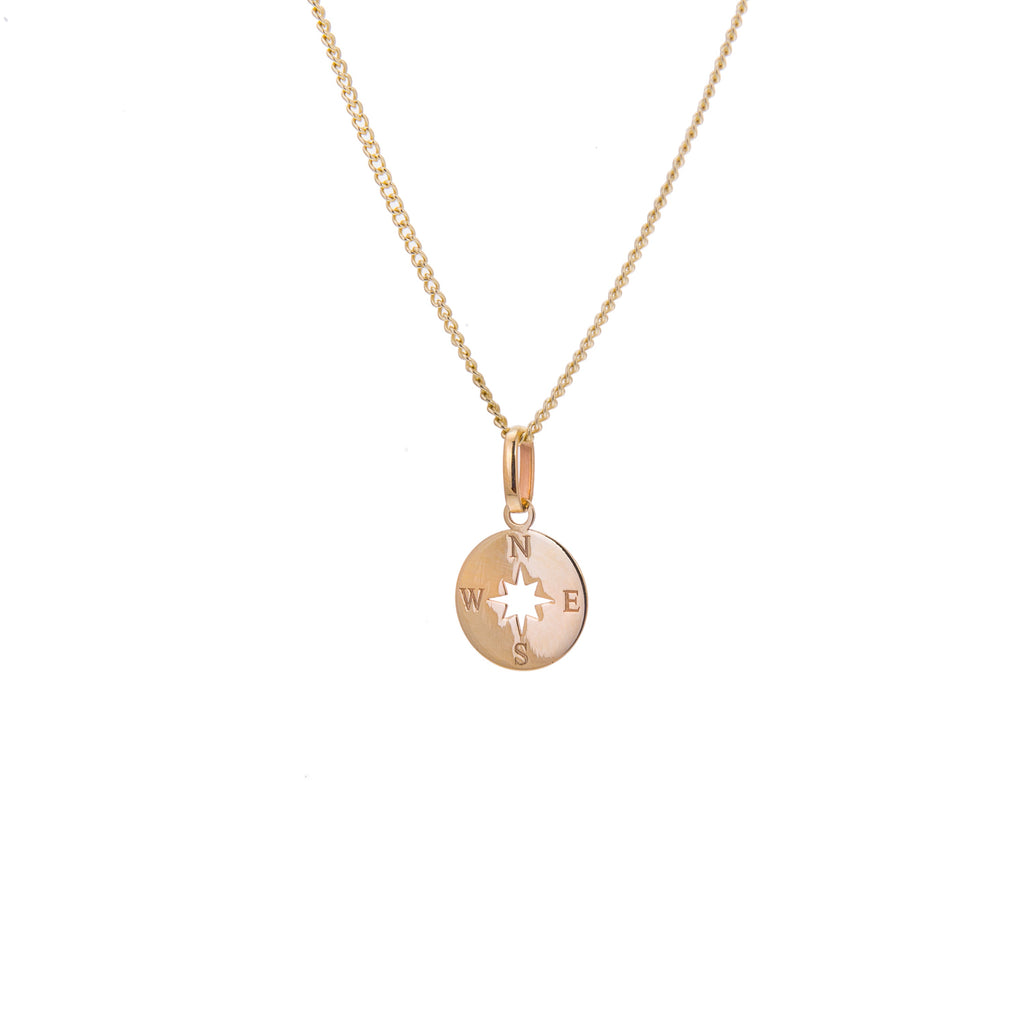 Kompass-Halskette aus 9 Karat Gold, 40 - 45 cm