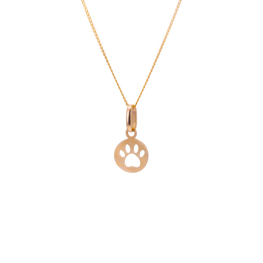 Kleine 9 Karat Gold Pfotenabdruck Halskette – 16–20 Zoll