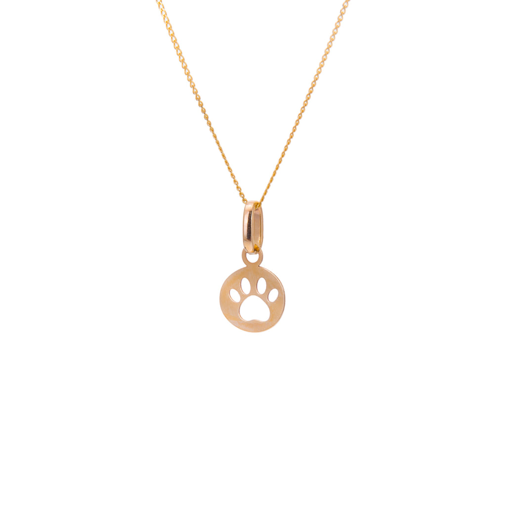 Kleine Halskette aus 9 Karat Gold mit Pfotenabdruck, 40 - 50 cm