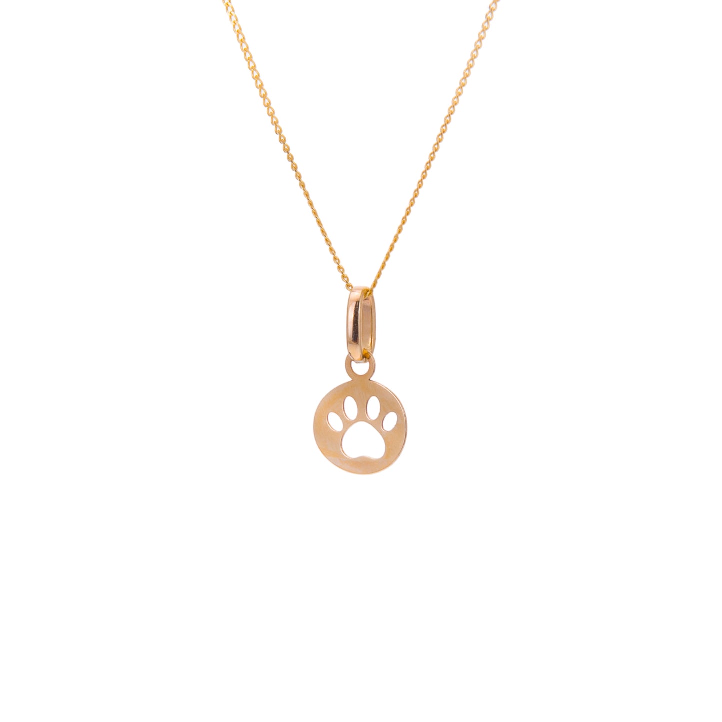 Kleine 9 Karat Gold Pfotenabdruck Halskette – 16–20 Zoll