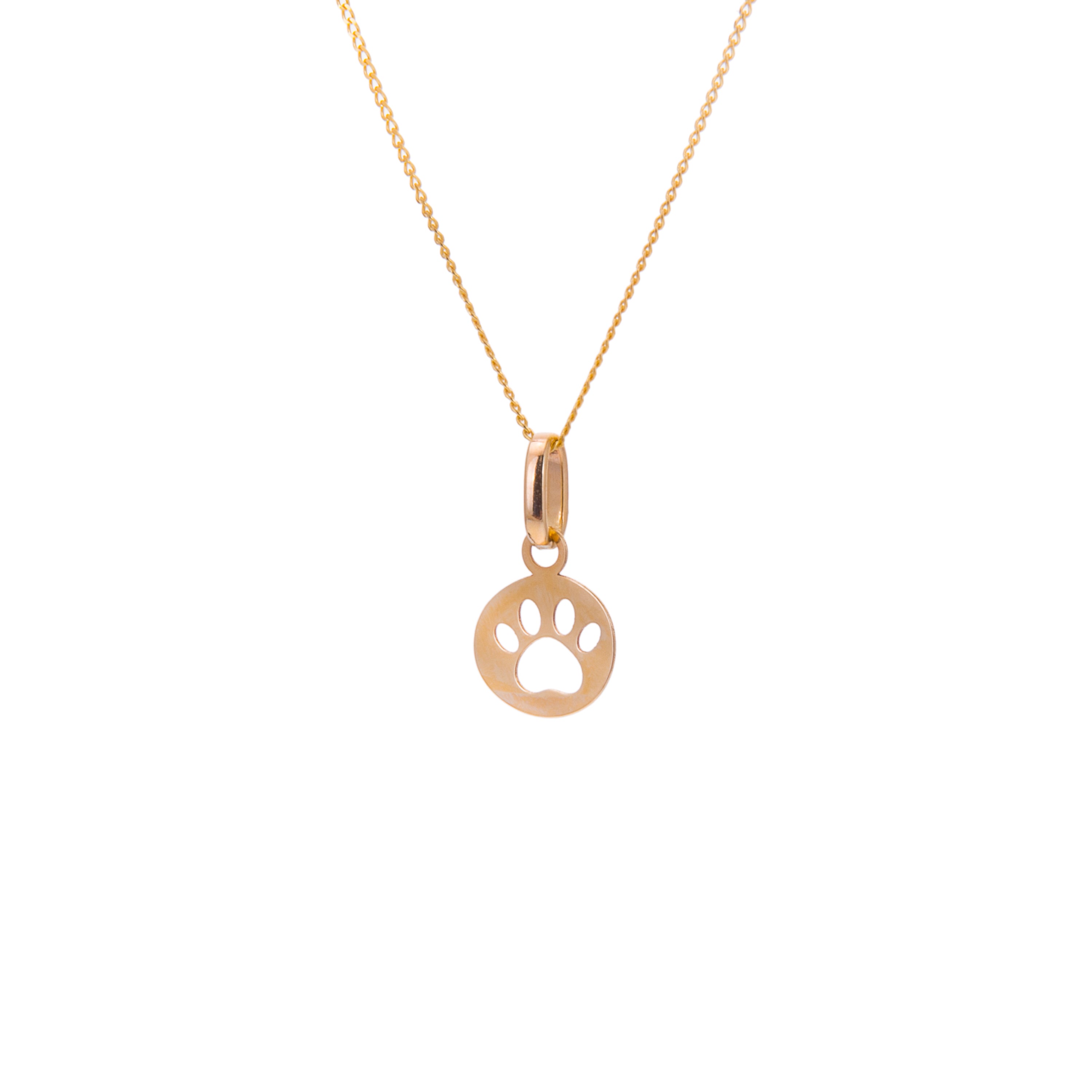 Kleine 9 Karat Gold Pfotenabdruck Halskette – 16–20 Zoll