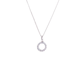 9 Karat Weißgold-Halskette mit Karma-Kreis und Zirkonia – 16–20 Zoll