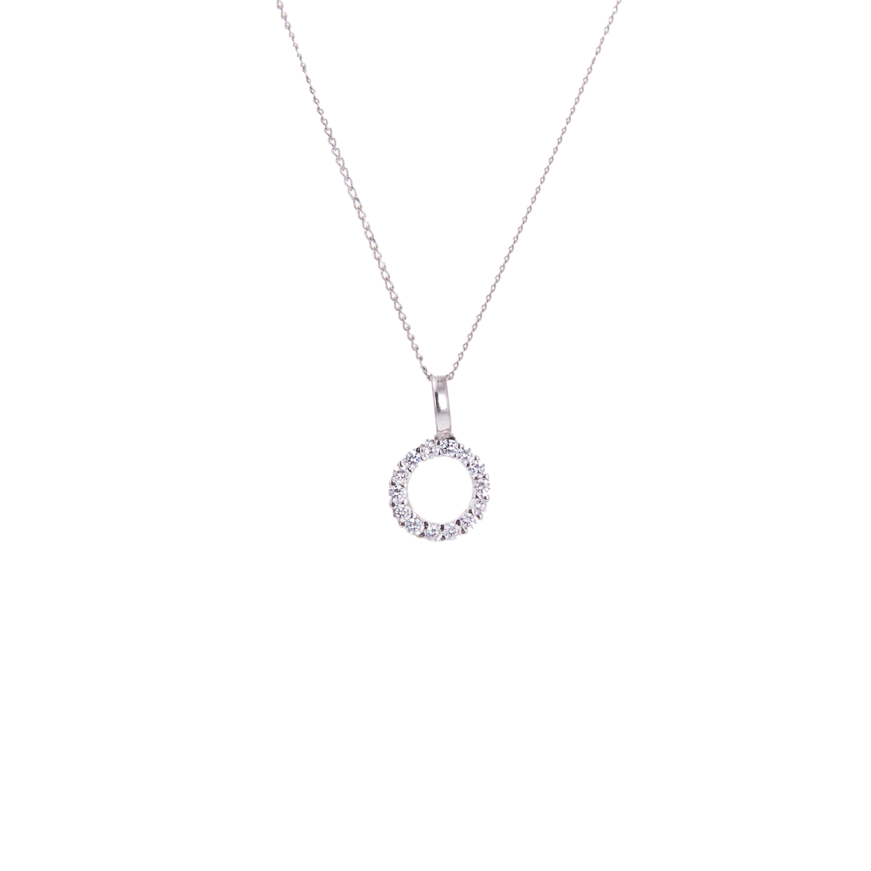 9 Karat Weißgold-Halskette mit Karma-Kreis und Zirkonia – 16–20 Zoll