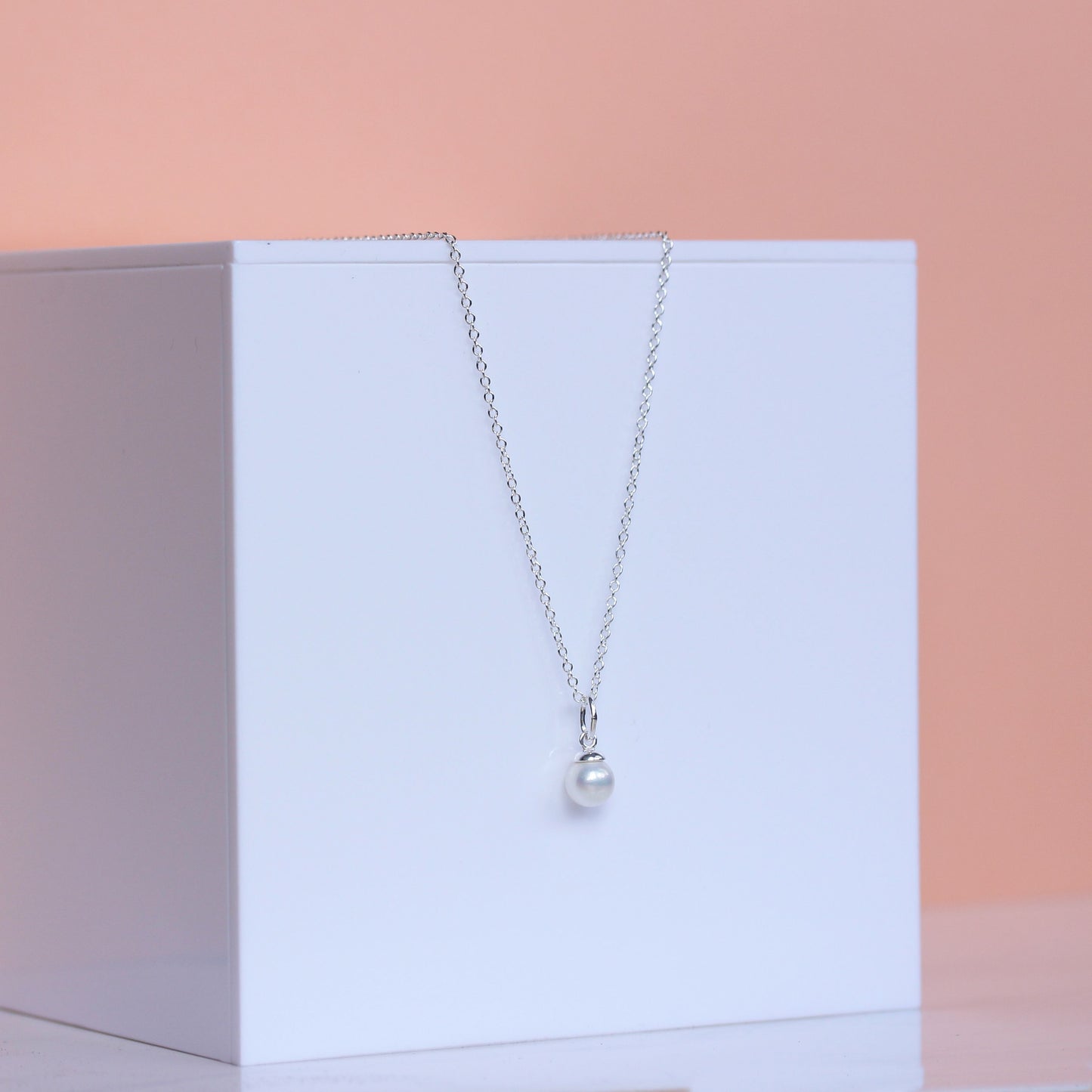 Halskette aus Sterlingsilber und Süßwasserperlen, 16–32 Zoll