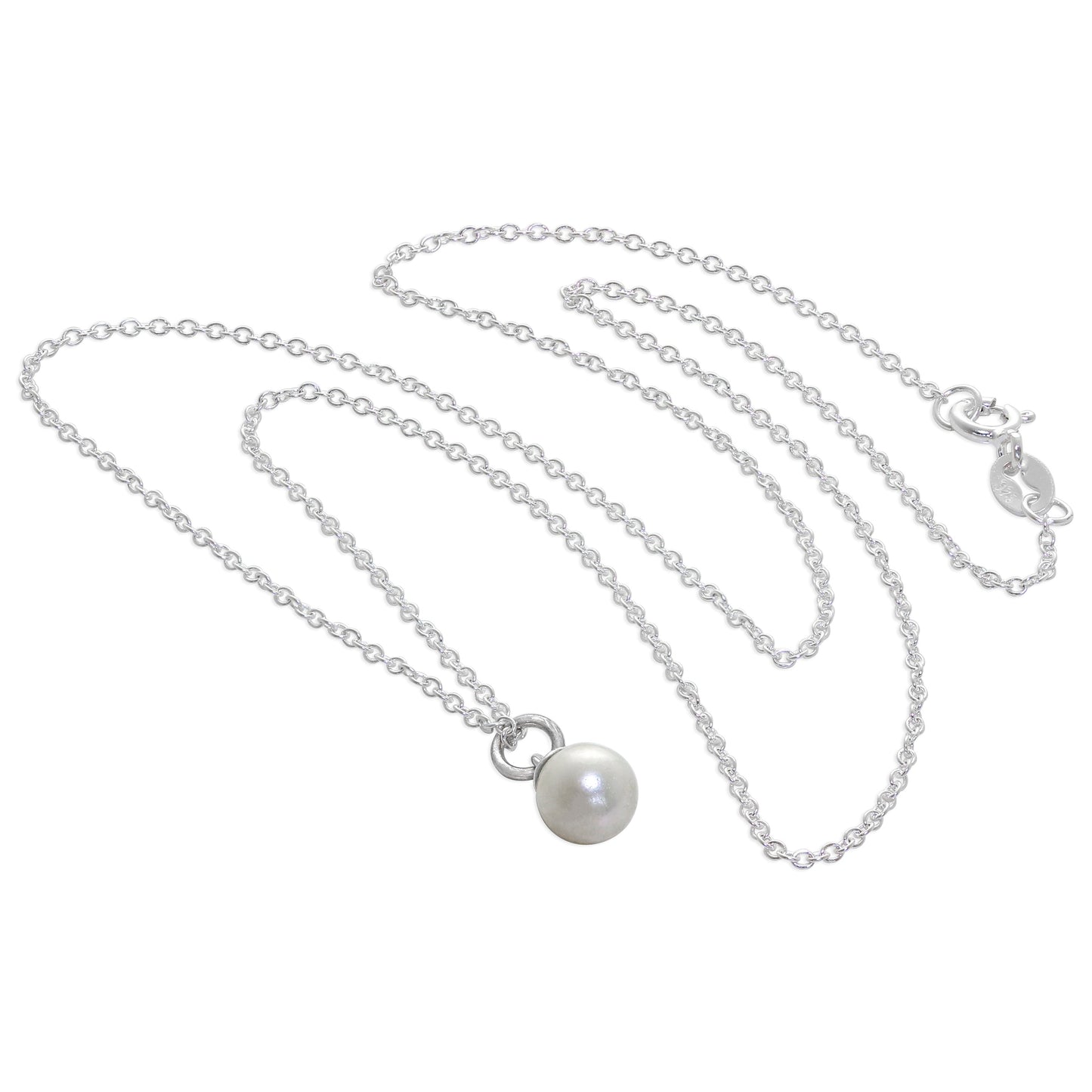 Halskette aus Sterlingsilber und Süßwasserperlen, 16–32 Zoll