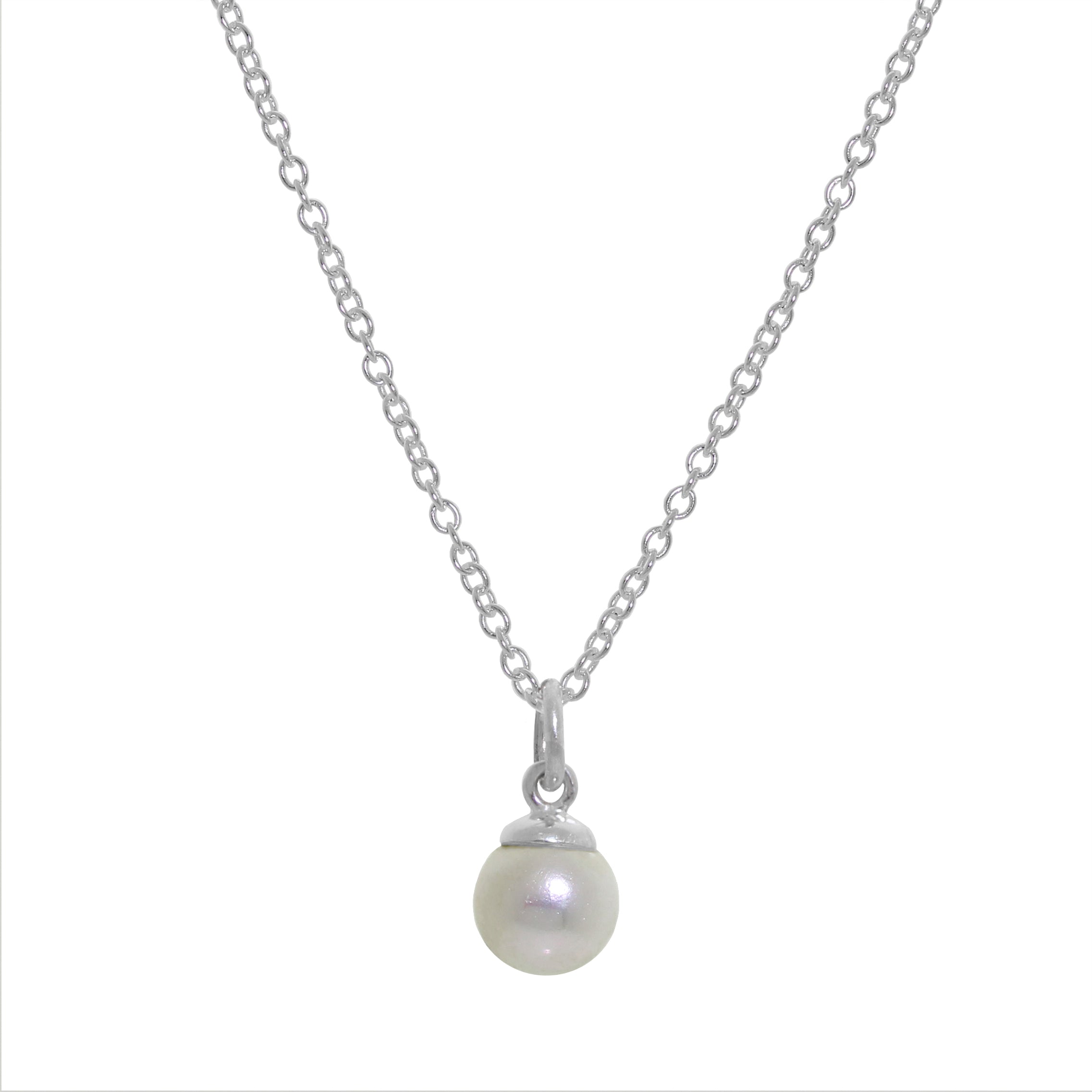 Halskette aus Sterlingsilber und Süßwasserperlen, 16–32 Zoll