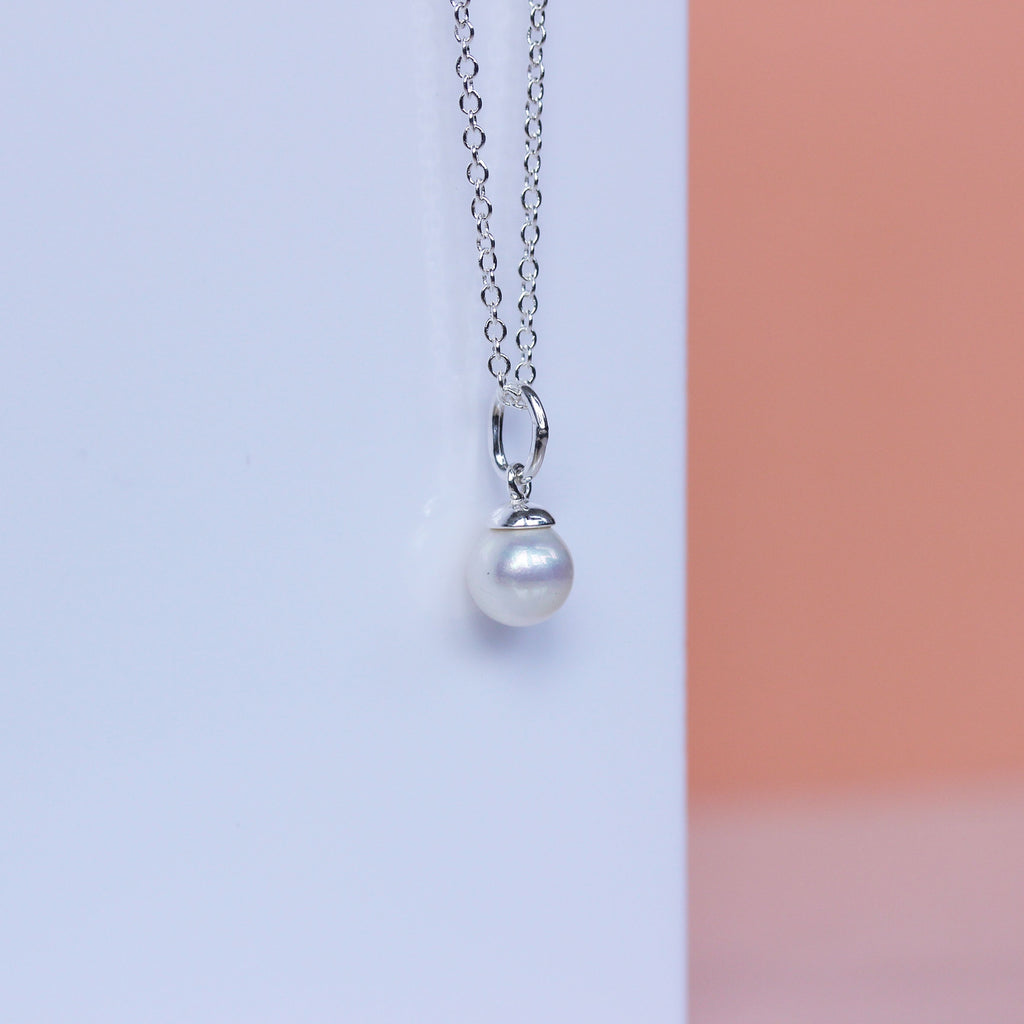 Halskette aus Sterlingsilber und Süßwasserperlen, 16–32 Zoll