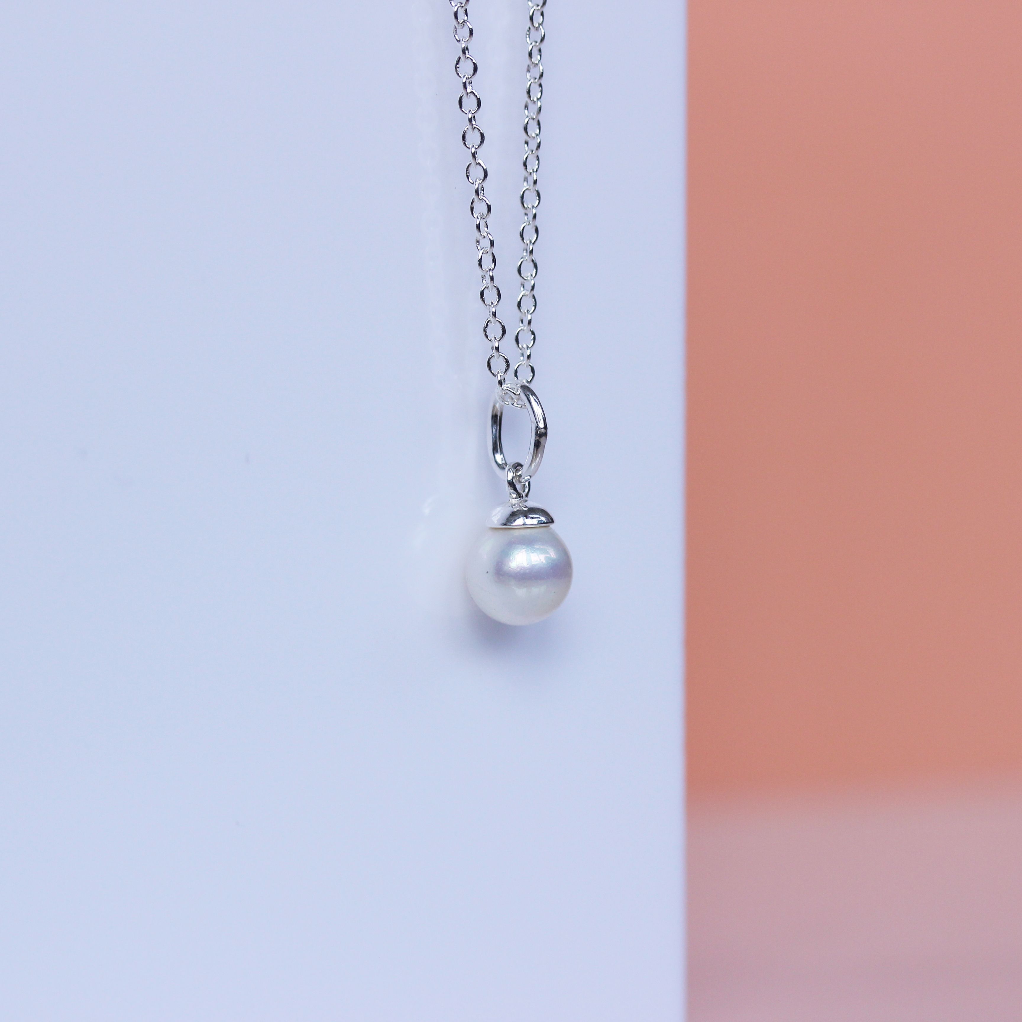 Halskette aus Sterlingsilber und Süßwasserperlen, 16–32 Zoll