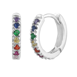 Sterlingsilber & Regenbogen CZ Kristall Klappcreolen Helix Ringe