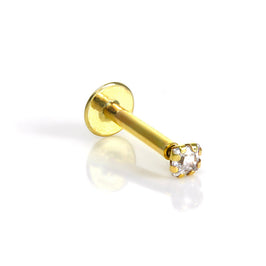 9 Karat Gold 2 mm Quadratisch CZ Kristall Lippenpflock Helix Piercings
