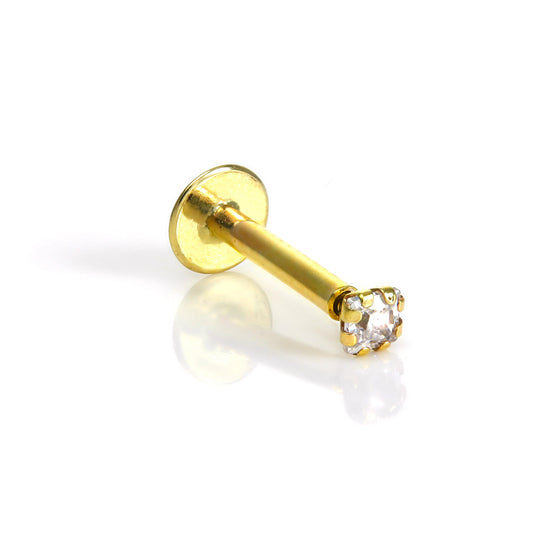 9 Karat Gold 2mm Quadratisch CZ Kristall Lippenpflock Helix Piercings
