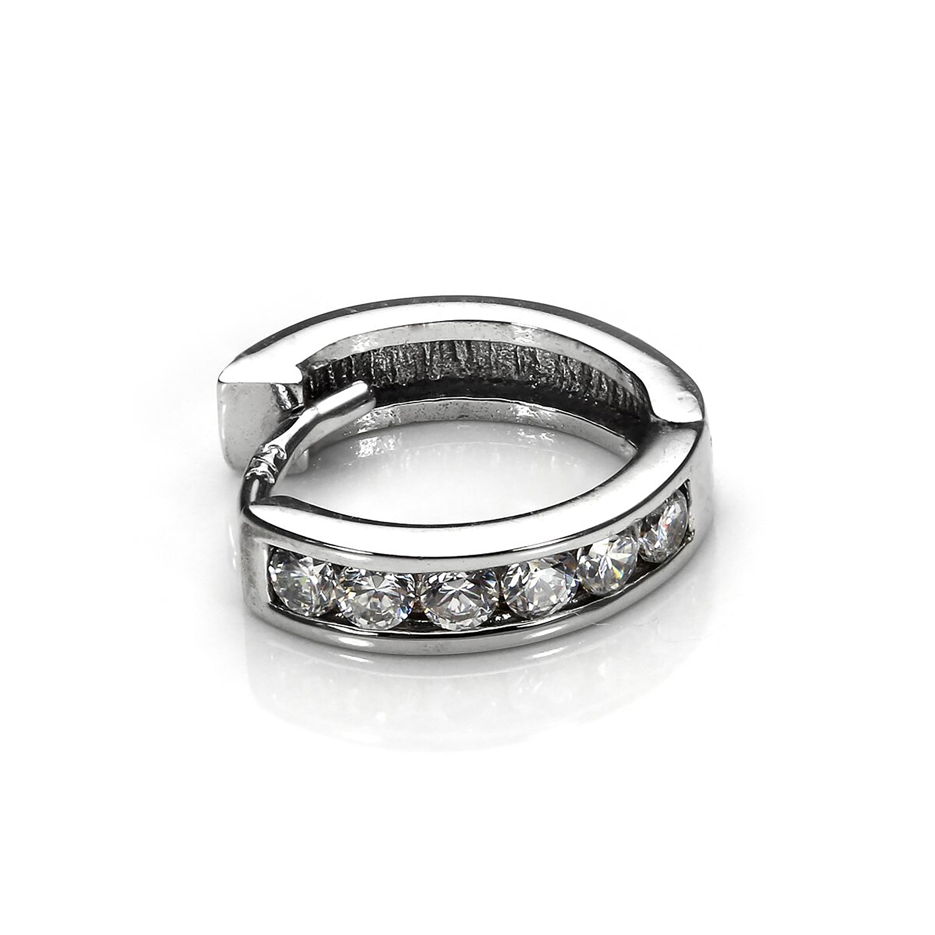 9 Karat Weißgold CZ Kristall Klappcreolen Helix Piercing Ohrring