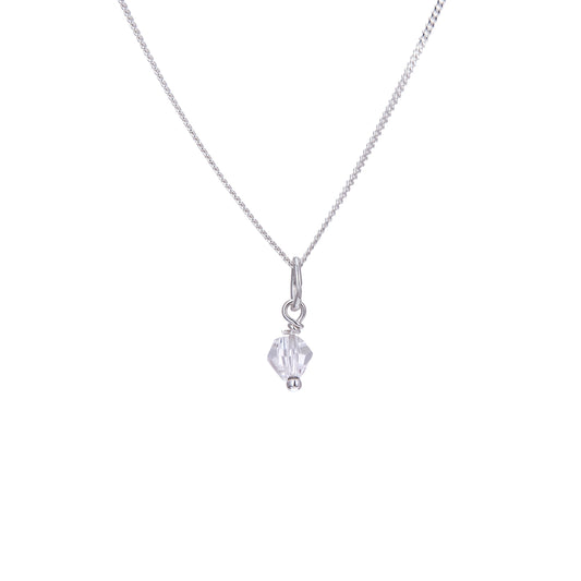 Sterling Silver Clear CZ Bead Necklace - 14 - 22 Inches