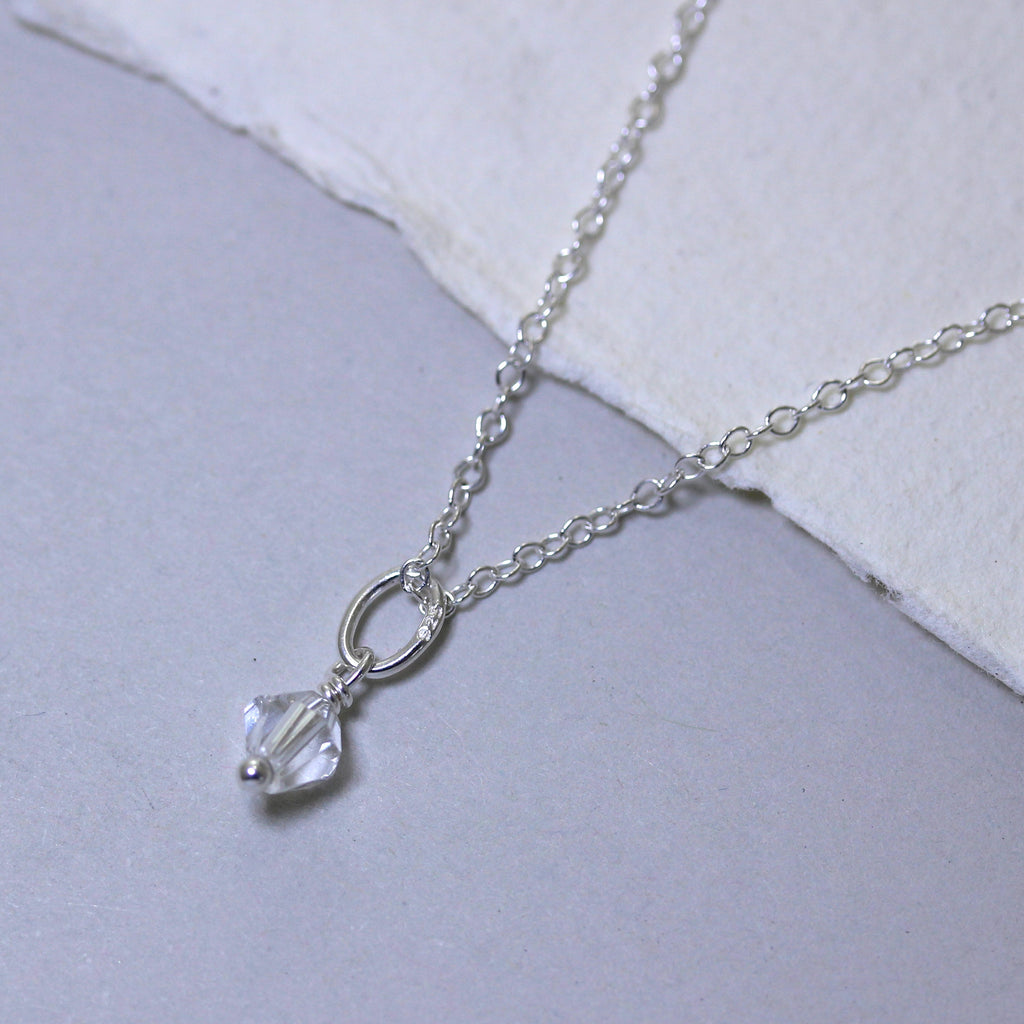 Halskette aus Sterlingsilber mit klaren Zirkonia-Perlen, 14–22 Zoll