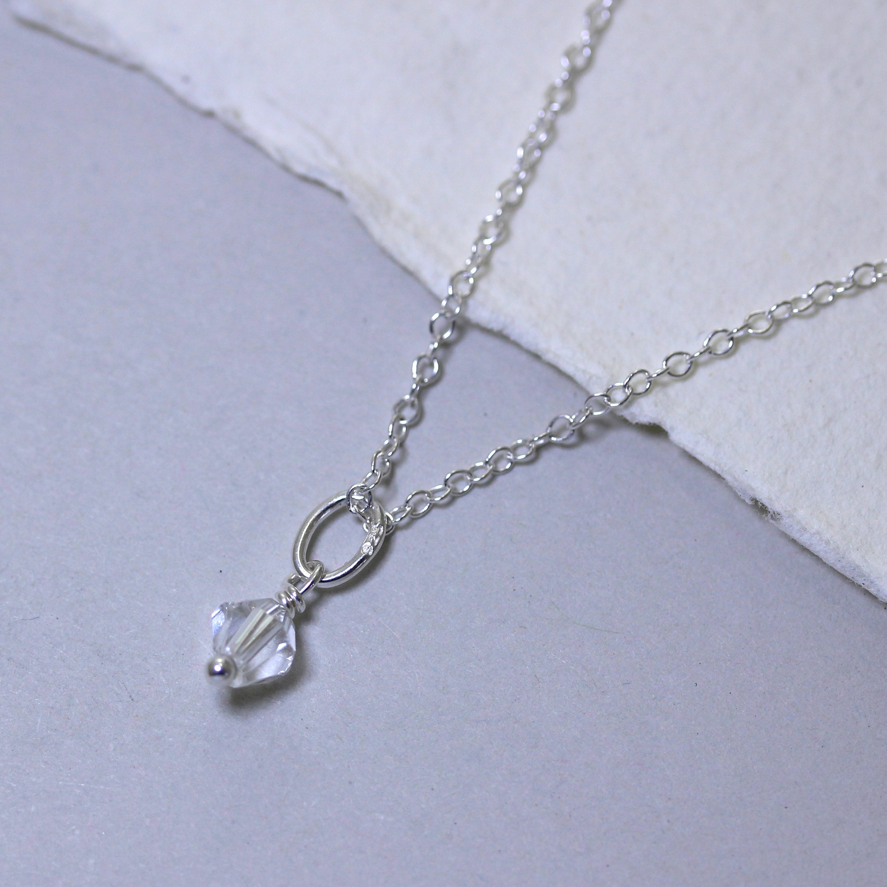 Halskette aus Sterlingsilber mit klaren Zirkonia-Perlen, 14–22 Zoll