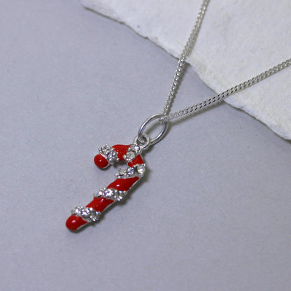 Sterlingsilber Rot CZ Kristall Zuckerstange Halskette 35,5 - 81cm