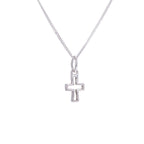 Kleine Halskette aus Sterlingsilber mit Kreuzumriss – 14–32 Zoll