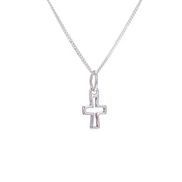 Kleine Halskette aus Sterlingsilber mit Kreuzumriss – 14–32 Zoll