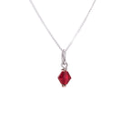 Halskette aus Sterlingsilber mit roten CZ-Perlen – 35–55 cm