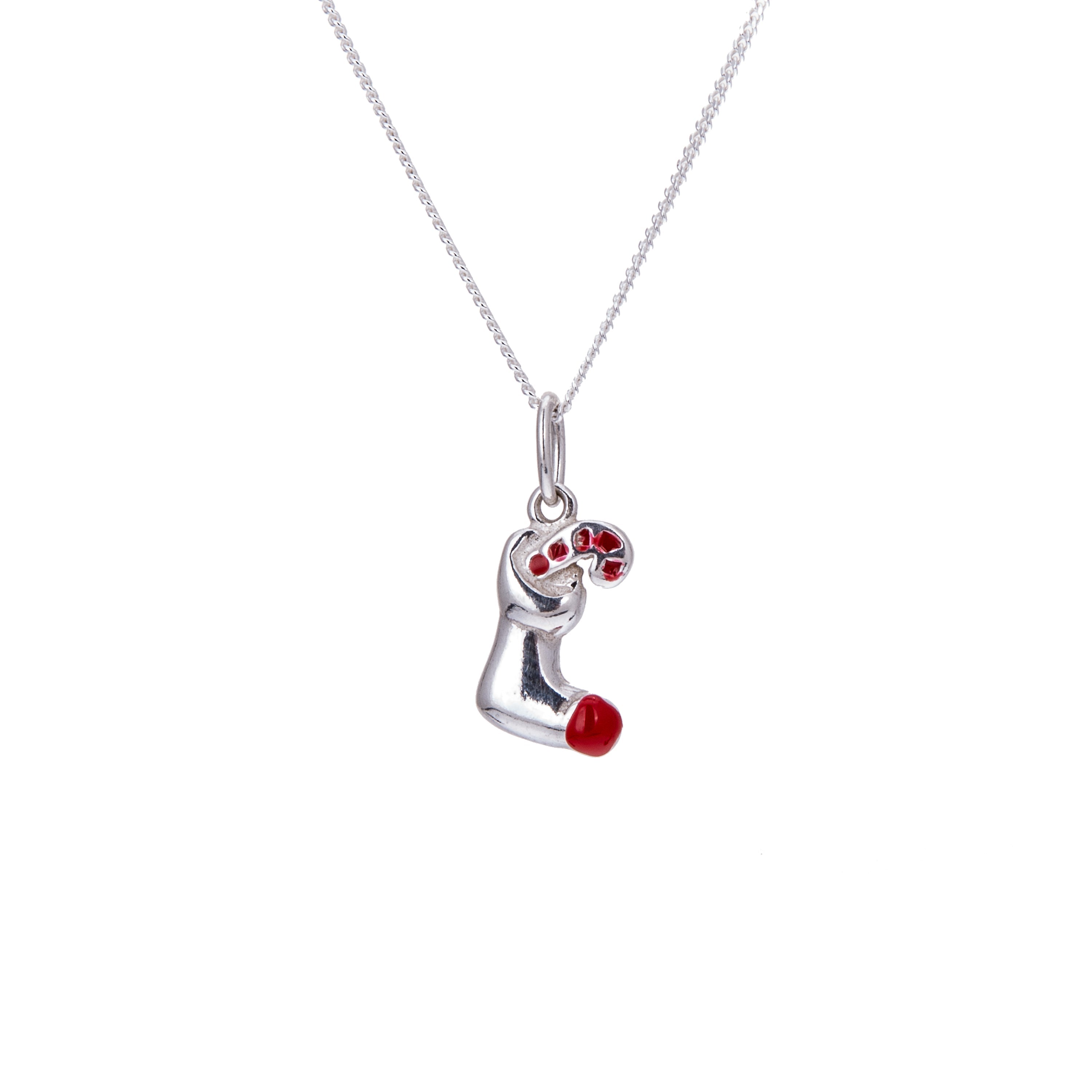 Halskette aus Sterlingsilber mit Strumpf und Zuckerstange 16–32 Zoll