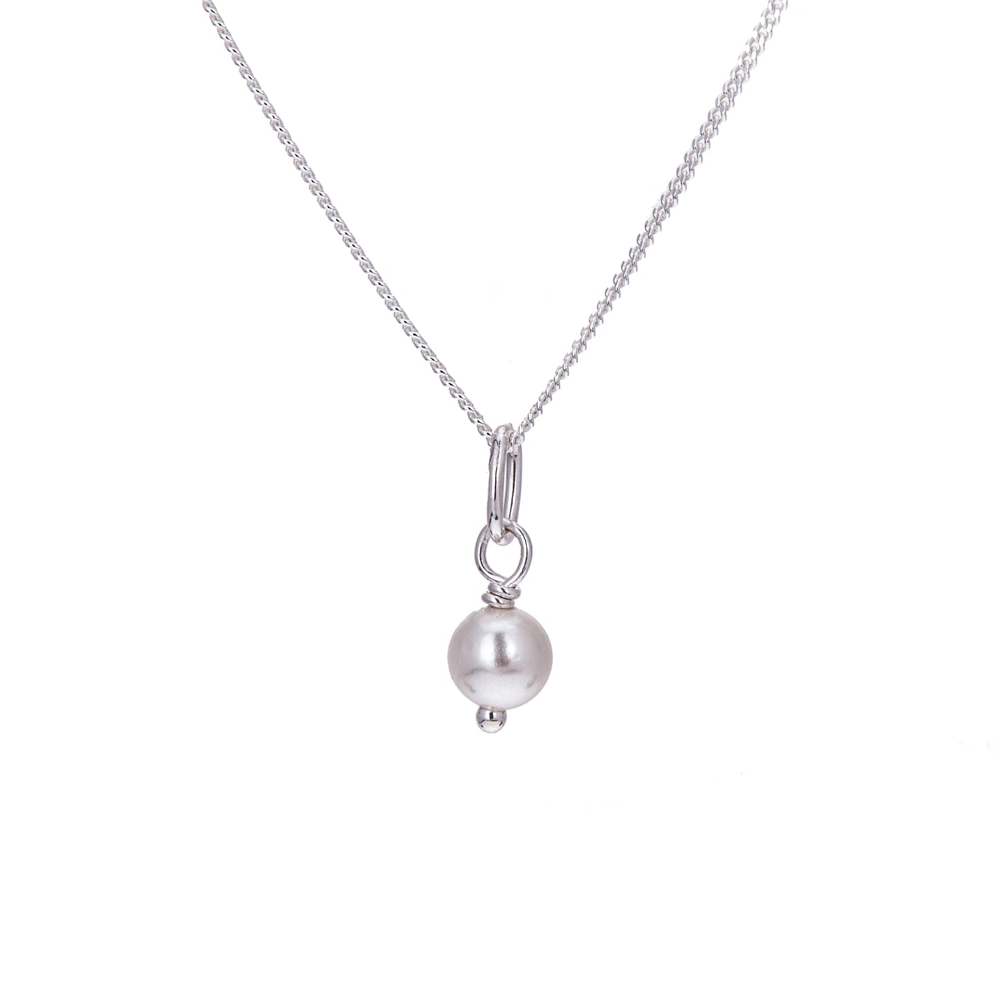 Halskette aus Sterlingsilber mit runden Süßwasserperlen – 16–32 Zoll