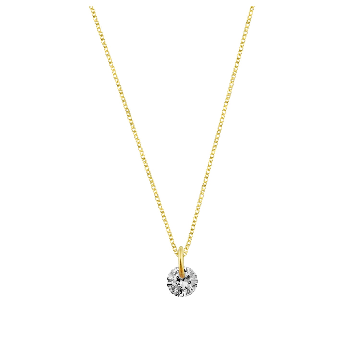Gold Plated Sterling Silver & 4mm Clear CZ Necklace - 16 - 22 Inches