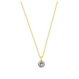 Halskette aus vergoldetem Sterlingsilber mit 4 mm klaren Zirkonia-Steinen – 16–22 Zoll