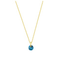 Vergoldete Sterlingsilberkette mit 4 mm Aquamarin-CZ – 16–22 Zoll