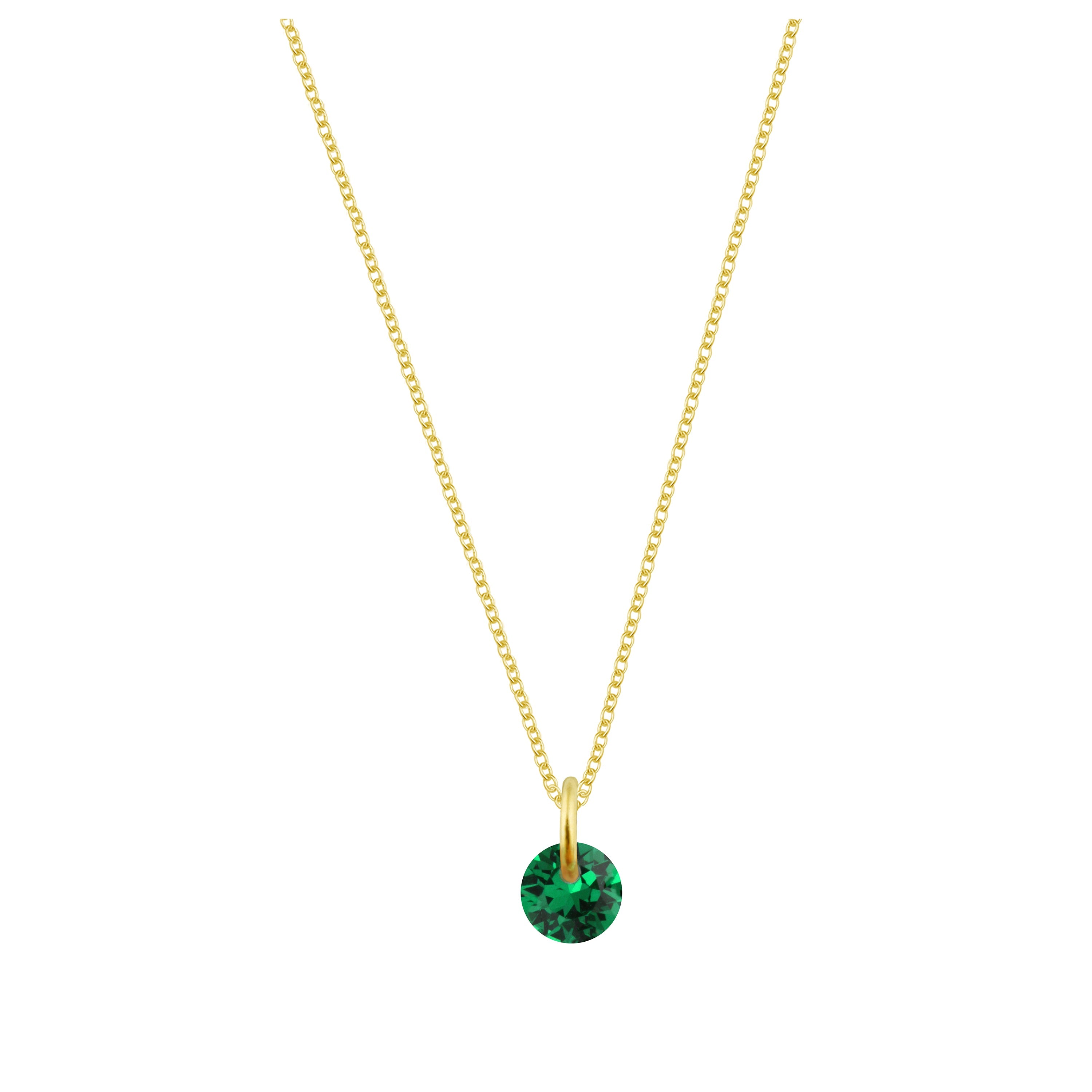 Vergoldete Sterlingsilberkette mit 4 mm Smaragd-CZ – 16–22 Zoll