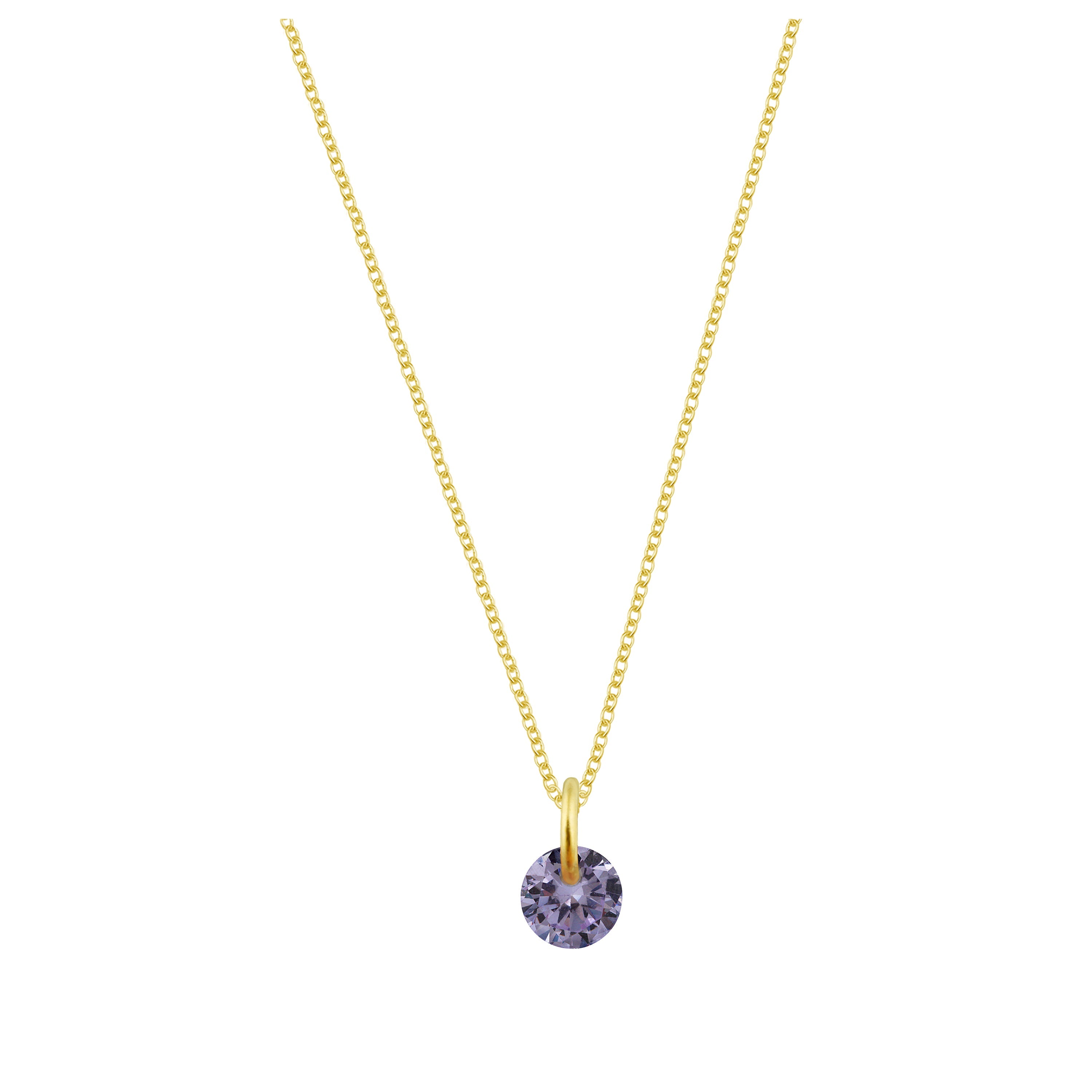 Vergoldete Sterlingsilberkette mit 4 mm alexandritfarbener Zirkonia – 16–22 Zoll