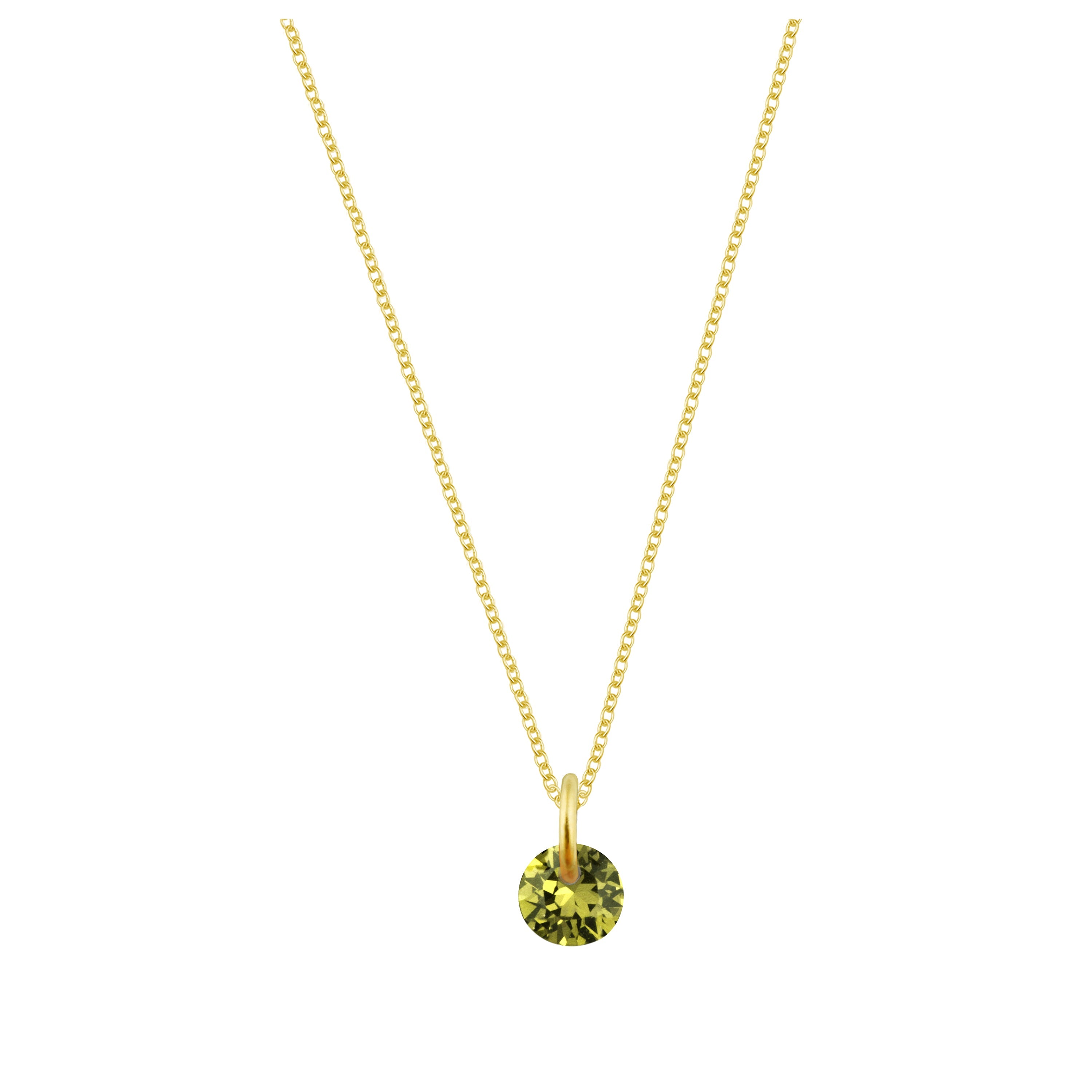 Vergoldete Sterlingsilberkette mit 4 mm peridotfarbener Zirkonia – 16–22 Zoll
